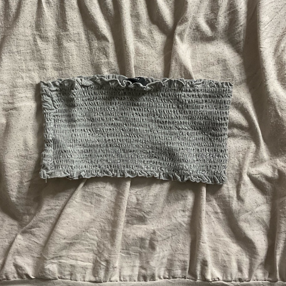 Grey Smocked Crop Tube Top | Forever 21